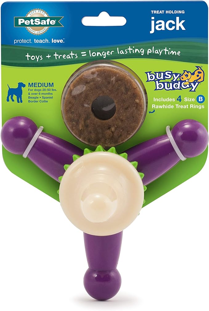 PetSafe Treat Rings for Busy Buddy Dog Toys - Easy to Digest - Interactive Toy Refills for Aggressive Chewers & Anxiety - 16 Rings - Size B - Original & Busy Buddy Jack Medium