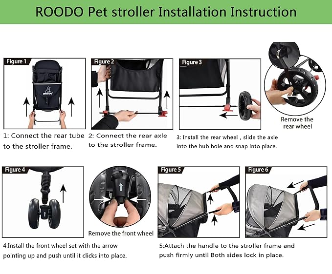 ROODO Dog Stroller 3Wheel Pet Stroller Cat Stroller Lightweight Foldable Portable Compact Jogger Pet Gear Puppy Travel Pet Stroller Suitable for 30lbs Small Dogs and Cats (Light Khaki)