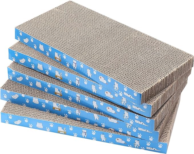 5 Packs in 1 Cat Scratch Pad, Cat Scratcher Cardboard,Reversible,Durable Recyclable Cardboard, Premium Scratch, Suitable for Cats to Rest, Grind Claws and Play (1.4" H(5 Packs))