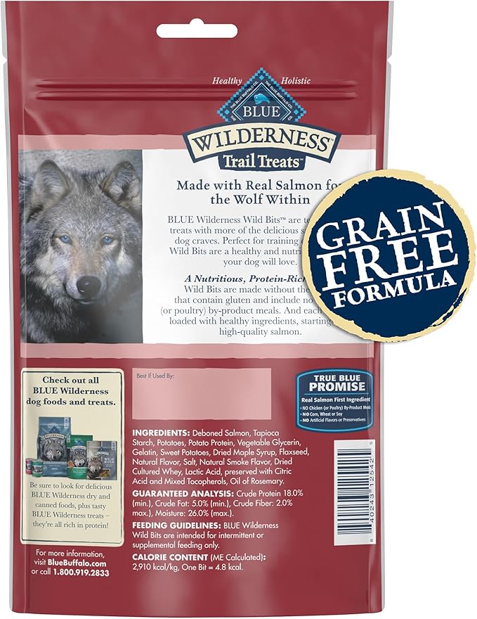 Blue Buffalo Wilderness Trail Treats Wild Bits Training Treats for Dogs, Grain-free Dog Treats, Salmon Recipe, 10-oz. Bag