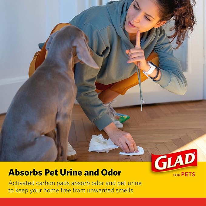 Glad for Pets Black Charcoal Puppy Pads, All-in-One | Puppy Potty Training Pads That ABSORB & NEUTRALIZE Urine Instantly | New & Improved Quality Puppy Pee Pads, 50 count