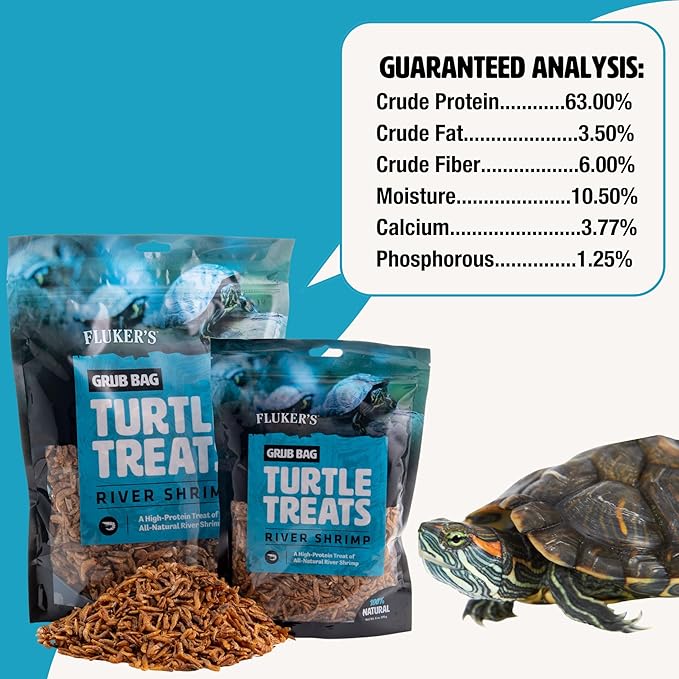 Fluker's Grub Bag Turtle Treats, High Protein Freeze Dried River Shrimp, For Aquatic Turtles, Amphibians, and Reptiles, 12 oz