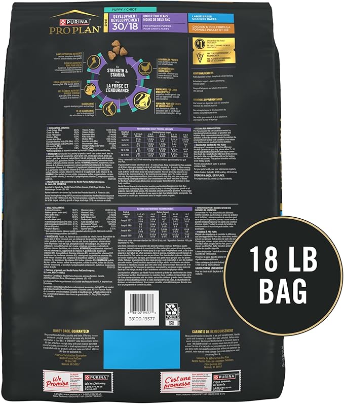 Purina Pro Plan Puppy Large Breed Sport Development 30/18 High Protein Puppy Food - 18 lb. Bag