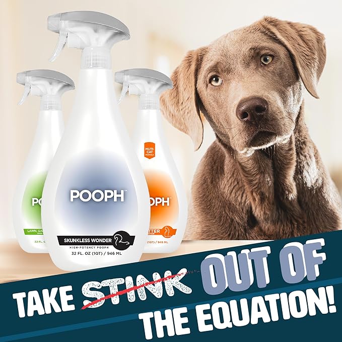 Pooph Skunk Odor Eliminator, 32oz Spray - Dismantles Skunk Odors on a Molecular Basis from Pets & Anything Else, Proprietary Formula Breaks Down Skunk Oils, Eliminates Odor on Clothing & More