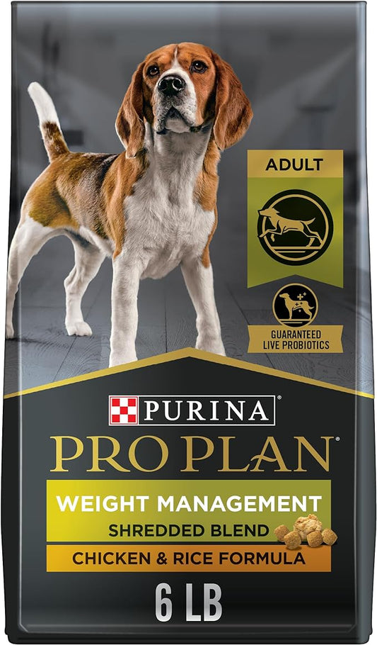Purina Pro Plan Weight Management Dog Food, Shredded Blend Chicken & Rice Formula - 6 lb. Bag