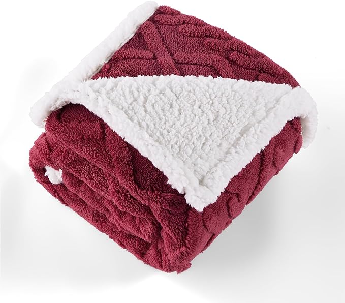 Bedsure Waterproof Dog Blankets for Medium Dogs - Pet Blanket for Couch Protector Washable, Premium Jacquard Coral Fleece Cat Throw Blanket, Soft Reversible Furniture Protection, 30"x40", Burgundy