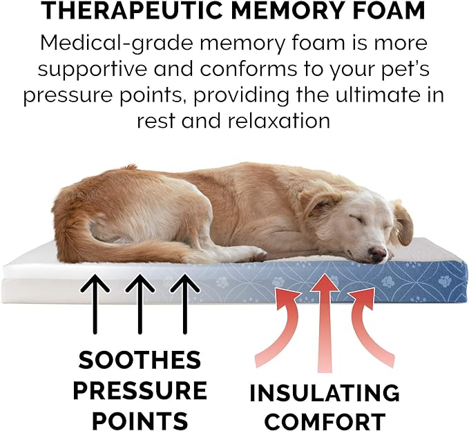 Furhaven Memory Foam Dog Bed for Small Dogs w/ Removable Washable Cover, For Dogs Up to 20 lbs - Sherpa & Flannel Paw Print Deluxe Mattress - Twilight Blue, Small
