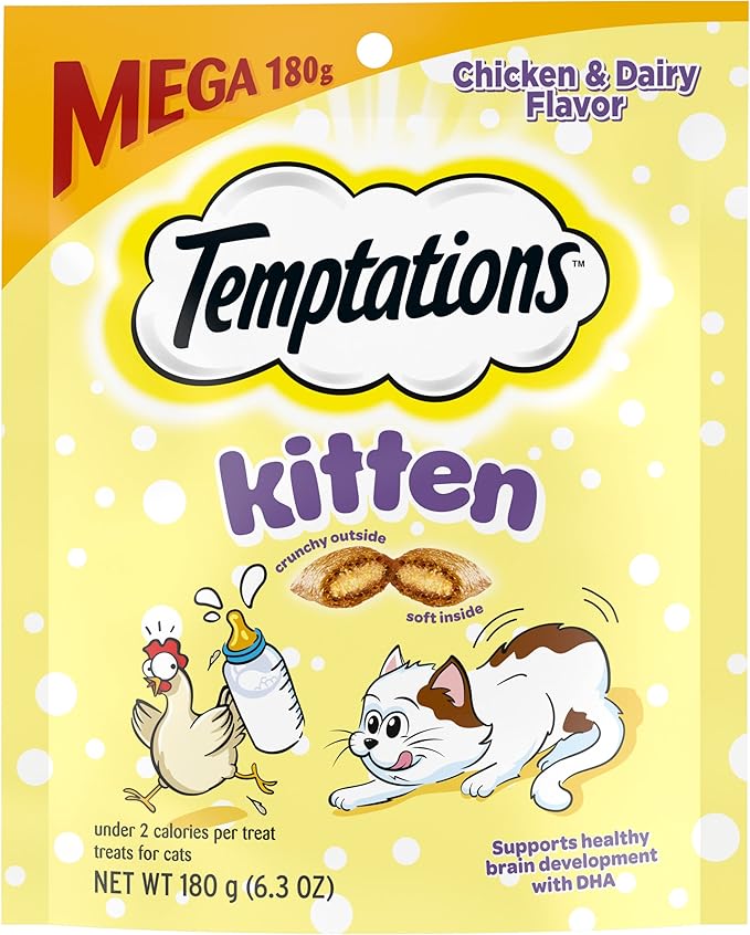 Temptations Kitten Treats, Chicken & Dairy, Crunchy and Soft Treat, 6.3 oz. (Pack of 10)