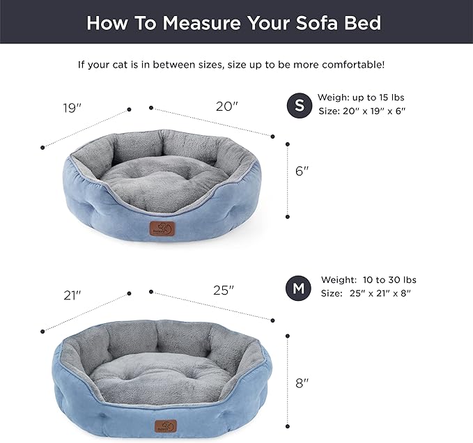 Bedsure Dog Beds for Small Dogs - Round Cat Beds for Indoor Cats, Washable Pet Bed for Puppy and Kitten with Slip-Resistant Bottom, 25 Inches, Allure