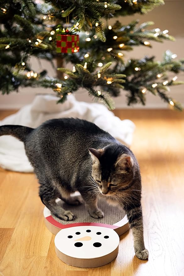 Pearhead Holiday Snowman Cat Scratch Pad, Cat Toy Scratch Pad for The Holidays, Festive Christmas Scratch Pad, Snowman Toy for Cats