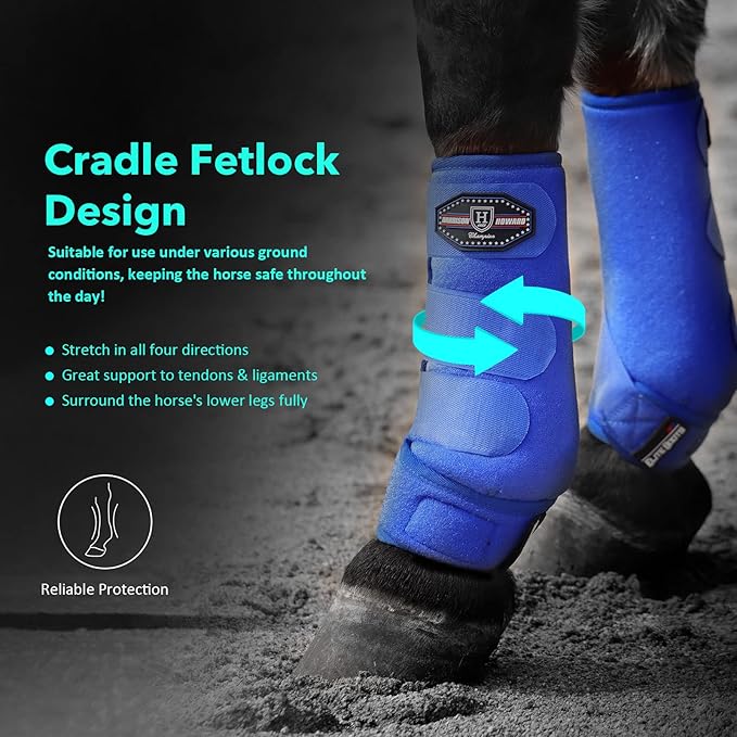 Harrison Howard Horse Sport Medicine Front Shock-Absorbing Boots All-Round Lower Limb Protection & Support Sport Boots Athletic Boots Perfect for Endurance Training and Performance Aquamarine M