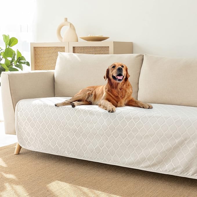 fuguitex Waterproof Dog Blanket Bed Cover Dog Crystal Velvet Moroccan Fuzzy Cozy Plush Pet Blanket Throw Blanket for Couch Sofa(30 * 70 inch, Cream+Grey)