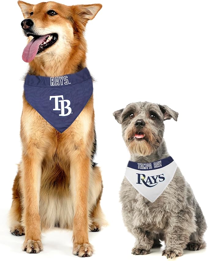 Pets First RAY-3217-L-XL MLB Tampa Bay Rays Reversible Pet Bandana, Large/X-Large, MLB Team Color