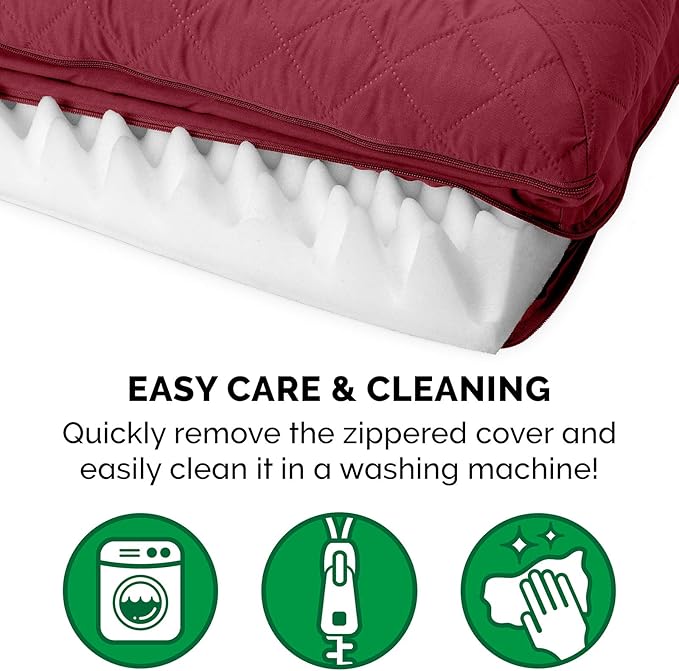 Furhaven Orthopedic Dog Bed for Medium/Small Dogs w/ Removable Bolsters & Washable Cover, For Dogs Up to 35 lbs - Quilted Sofa - Wine Red, Medium