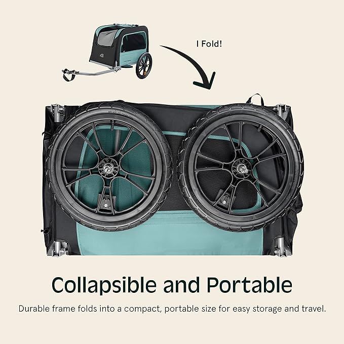 Retrospec Rover Waggin' Pet Bike Trailer - Small & Medium Sized Dogs Bicycle Carrier - Foldable Frame with 16 Inch Wheels - Non-Slip Floor & Internal Leash