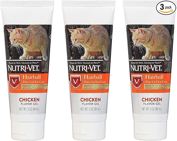 Nutri-Vet 3 Pack of Hairball Paw-Gel for Cats, 3 Ounces Each, Chicken Flavor