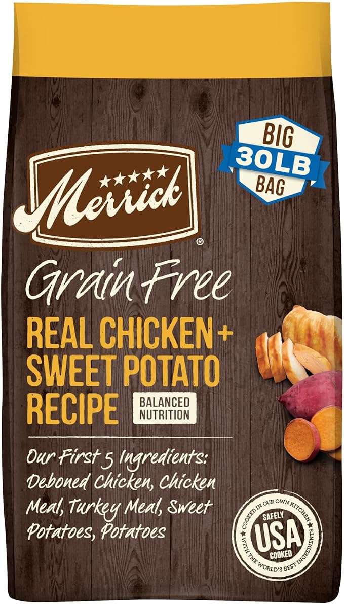 Merrick Premium Grain Free Dry Adult Dog Food, Wholesome And Natural Kibble With Real Chicken And Sweet Potato - 30.0 lb. Bag