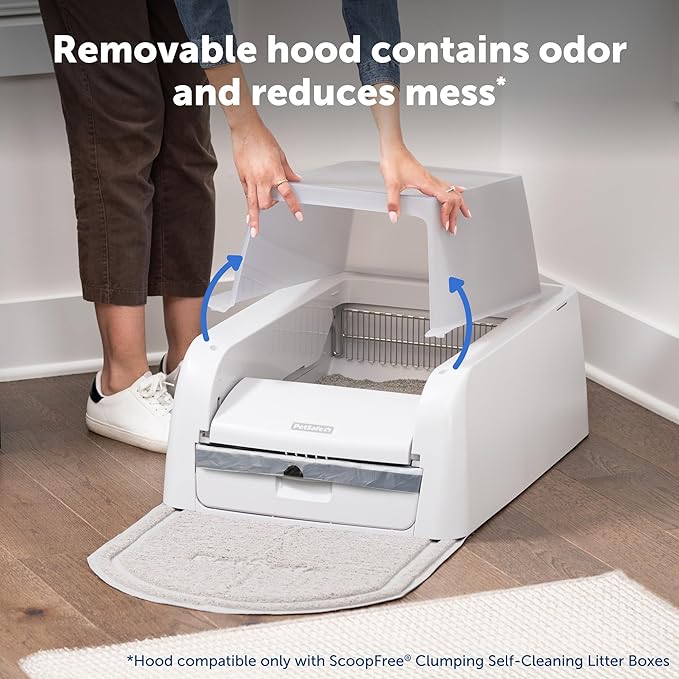 ScoopFree® Clumping Self-Cleaning Litter Box Hood and Accessory Bundle – includes Litter Box Hood for Added Privacy, Waste Bin Liners for Easy Cleanup and Litter Mat for Less Tracking and Mess