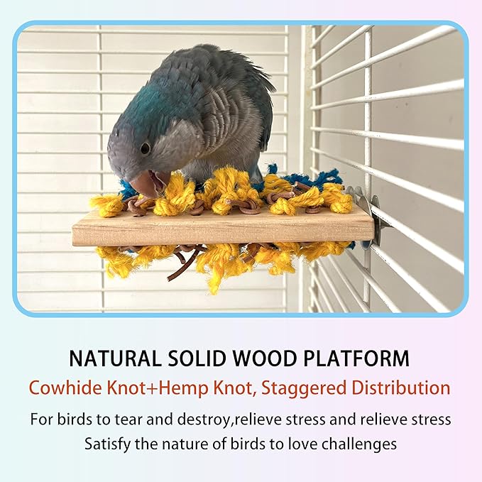 Bird Cage Accessories 7-Piece Set Parrot Perche Stand Wooden Platform,Bird Swing Parakeet Foraging Toy Parrots Climbing Frame for Small and Medium Sized Budgie,Cockatiel