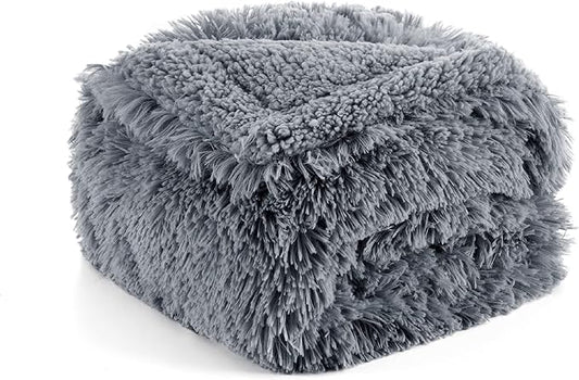 Bedsure Waterproof Dog Blankets for Small Dogs - Calming Cat Blanket for Couch Protector Washable, Long Faux Fur Pet Throw Blanket for Puppy, Reversible Furniture Protection, 25"x35", Grey