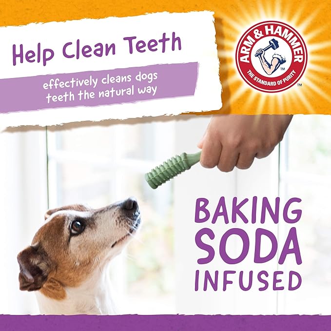 Arm & Hammer For Pets Brushies Dental Treats for Dogs | Dog Dental Chews with Baking Soda Fight Bad Breath, Plaque & Tartar without Brushing | Mint Flavor, 8 Pcs