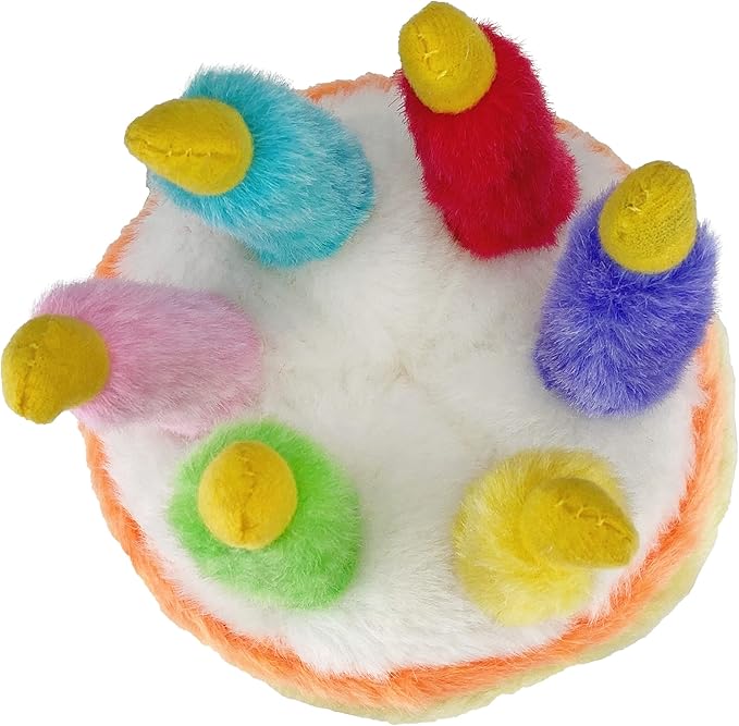 Multipet Plush 5.5-Inch Musical Birthday Cake Dog Toy (1 Count), All Breed Sizes