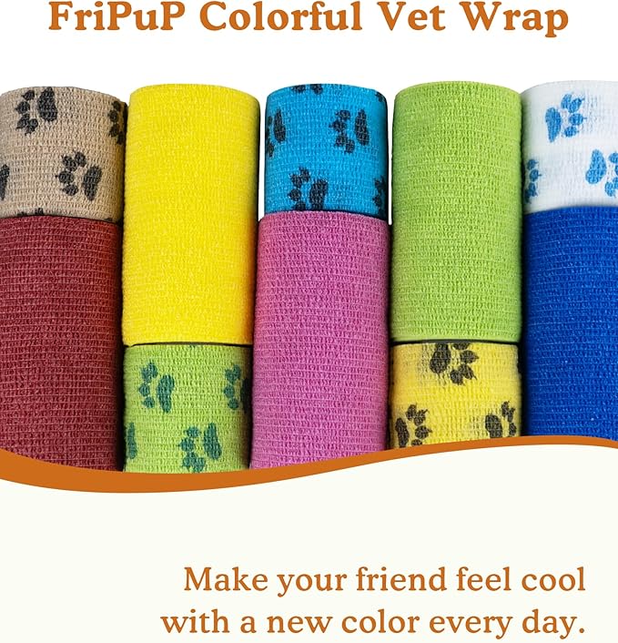 Vet Wrap for Horses, Dogs, Pet Sport Injuries, Wound Care, Self Adhesive Bandage Medical Tape for First Aid Emergency, Breathable & Comfortable Support, 4 Inch x 5 Yds, 6 Rolls, 6 Fresh Colors