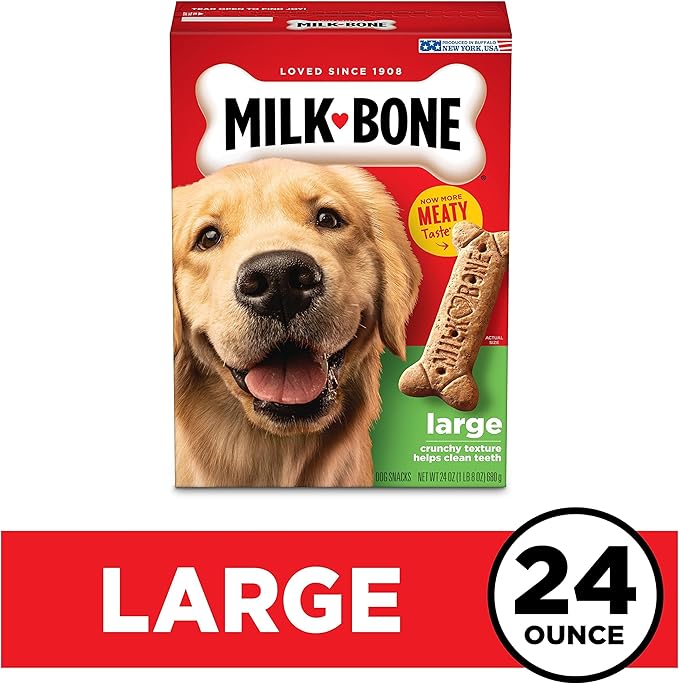 Milk-Bone Original Dog Treats for Large Dogs, 24 Ounce, Crunchy Biscuit Helps Clean Teeth