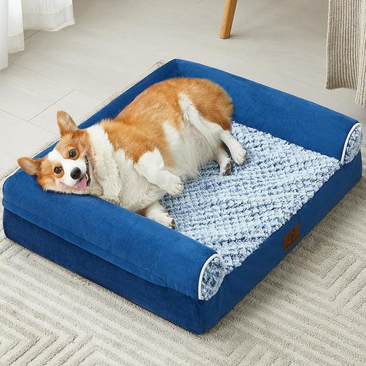 WNPETHOME Dog Beds for Large Dogs, Orthopedic Sofa Dog Bed Mat Pillow with Removable Waterproof Cover, Egg-Foam Dog Crate Bed for Medium Large Dogs