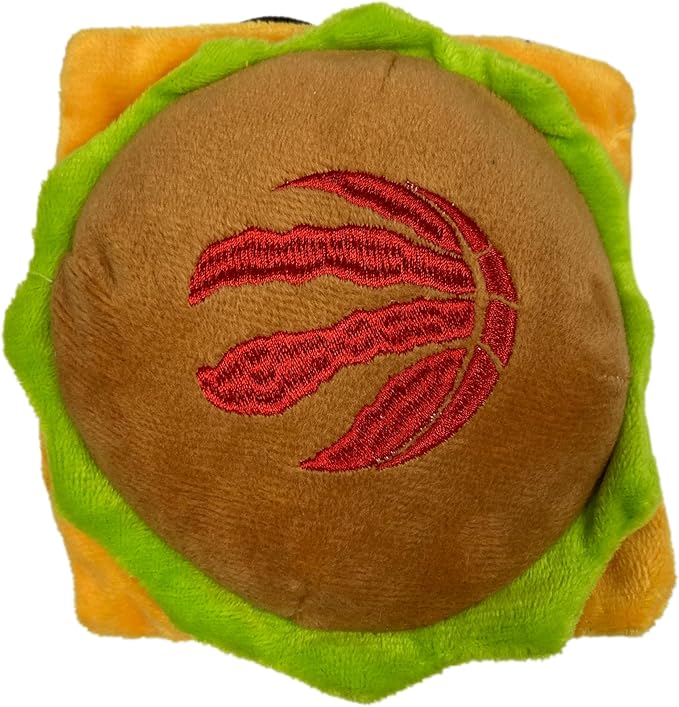 Pets First NBA Toronto Raptors Plush Dog Toys - Cheese Burgers - Stadium Theme Snacks - Cutest Soft Plush Toy for Dogs & Cats with Inner Squeaker & Premium Embroidery of Basketball Team Name & Logo.