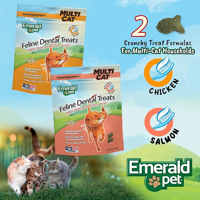 Feline Dental Treats — Tasty and Crunchy Cat Dental Treats Grain Free — Natural Dental Treats to Clean Cat Teeth, Freshen Cat Breath, and Reduce Plaque and Tartar Buildup — Chicken Treats, 32 oz