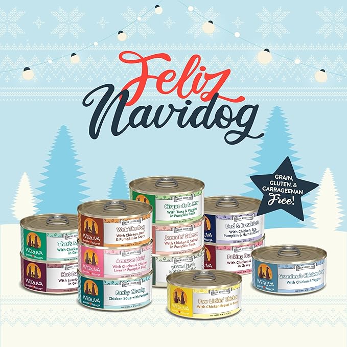 Weruva Classic Dog Food, Feliz Navidog Variety Pack, 5.5oz Can (Pack of 12)