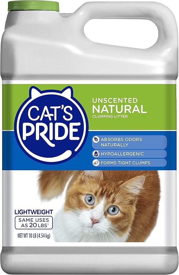 Cat's Pride Lightweight Clumping Litter: Natural - Powerful Odor Control - Unscented, 10 Pounds
