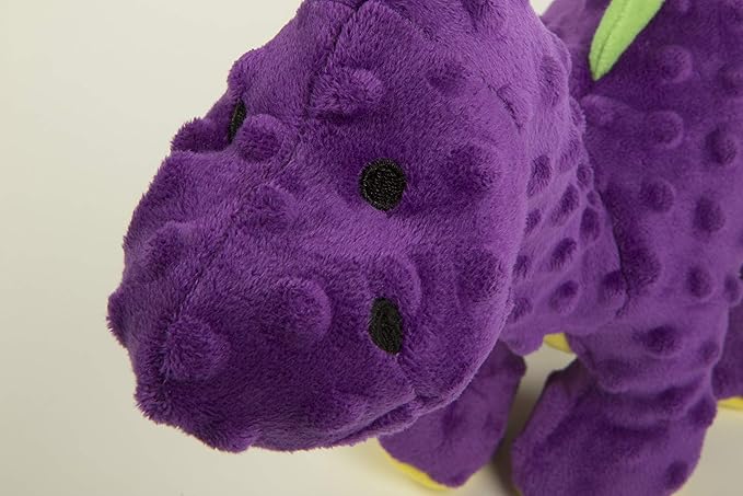 goDog Dinos Bruto Squeaky Plush Dog Toy, Chew Guard Technology - Purple, Large