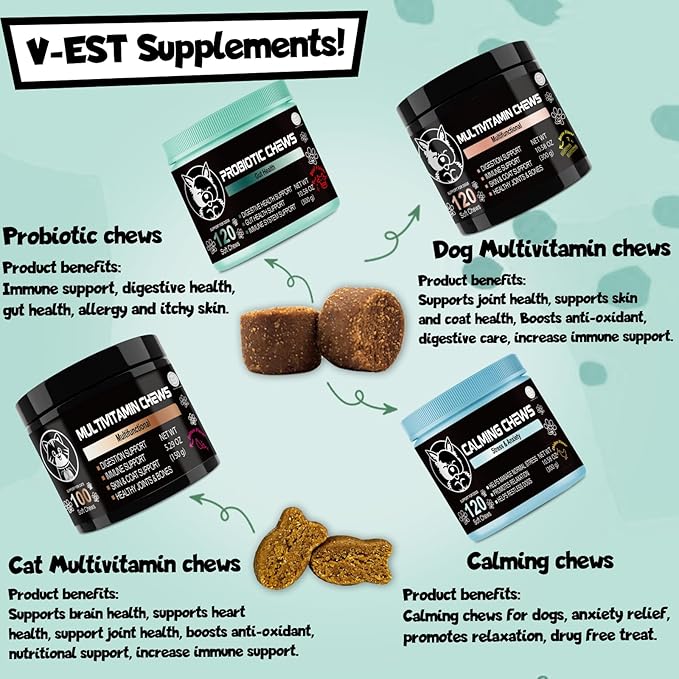 Probiotics for dogs - Probiotic chews for dogs - gut health for dogs - probiotico para perro - digestive enzymes for dogs - dog probiotics - dog health supplies - dog gut health