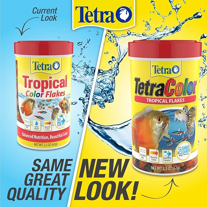 TetraColor Tropical Flakes, Color Boosting Fish Food, Nutritionally Balanced Diet for Tropical Fish, 7.06 oz (12 Pack)