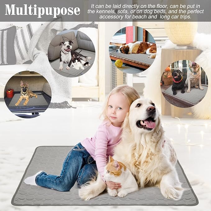 Washable Dog Cooling Mat Ice Silk Cooling Mat for Dogs Pet Self Cooling Pad Blanket Dog Cooling Pad for Indoor & Outdoor Car Seats
