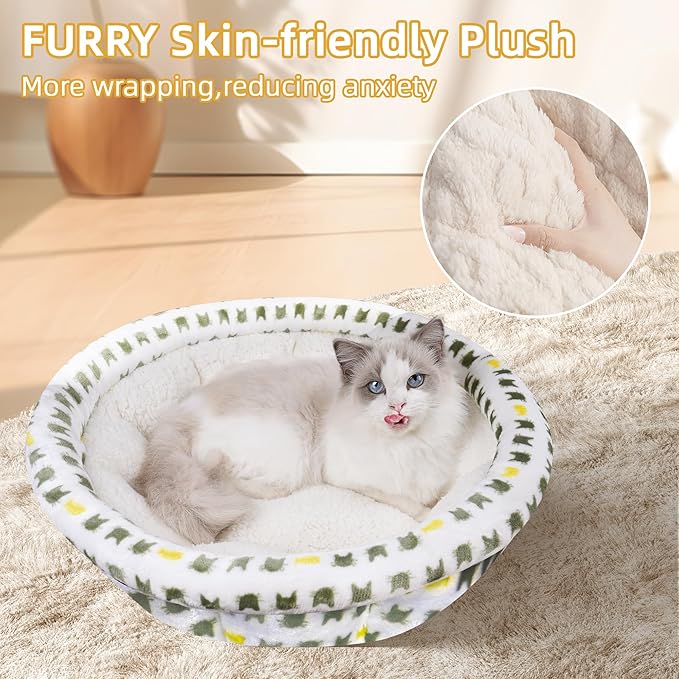 Super Soft Small Dog Bed & Cat Bed, Anti-Anxiety Puppy Cuddler Bed, Cozy Round Fluffy Plush Pet Bed, Machine Washable Faux Fur Donut Cuddler Cat Bed …