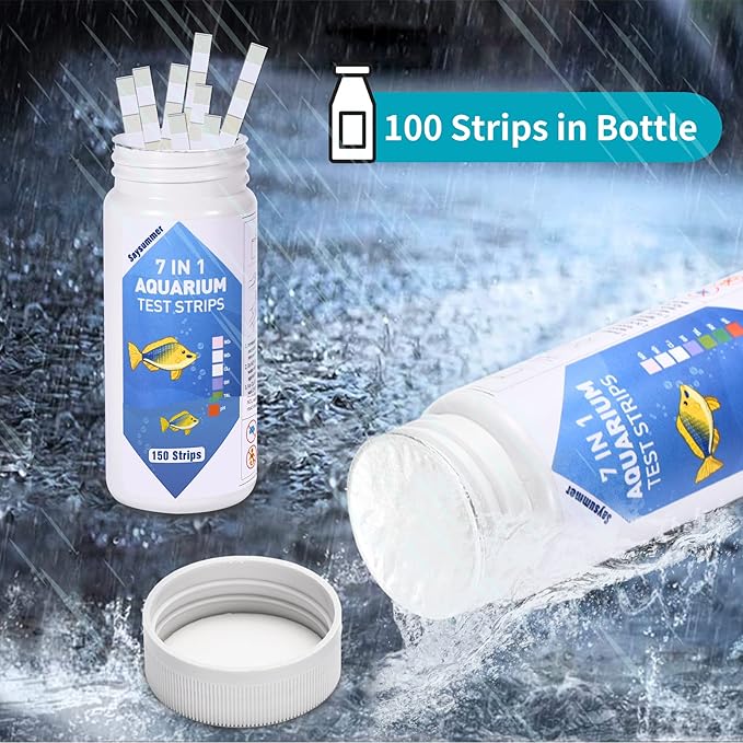 Aquarium Test Strips for Fish Tank: 7-Way 150 Strips Aquarium Water Test Kit Freshwater Testing pH Nitrate