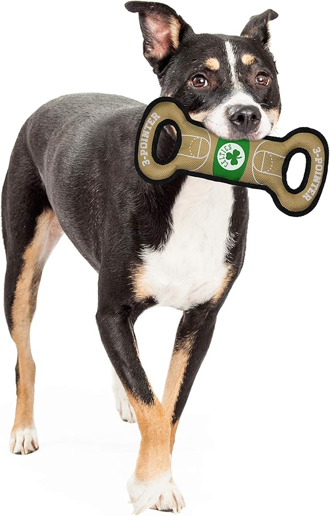 Pets First NBA Boston Celtics Field Toy. - Tough Nylon Pet Toy with Double Trim Stitching & Inner Squeaker, One Size, CEL-3030