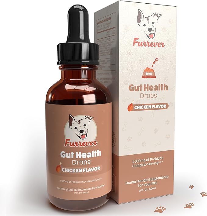 Gut Health Probiotics for Dogs - Promotes Digestive Health to Sooth and Protect - Supports Occasional Diarrhea, Healthy Skin, Bowel Support, Allergies, Itching, & Gas - Chicken Flavor, 2oz