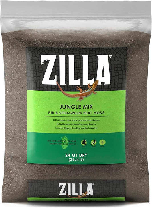 Zilla Pet Reptile Terrarium Substrate Bedding, Jungle Mix, for Frogs, Rainforest Geckos, Toads and Snakes, 24 Quart