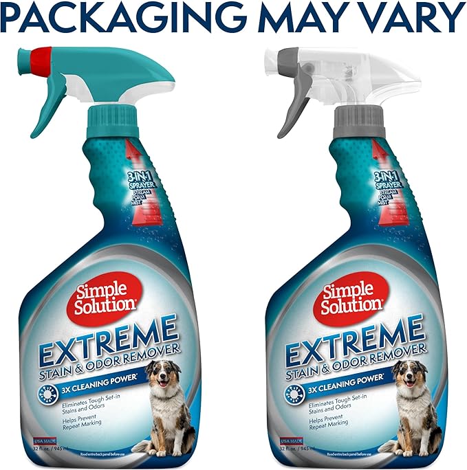 Simple Solution Extreme Pet Stain And Odor Remover, Enzymatic Cleaner With 3X Pro-Bacteria Cleaning Power, 32 Ounces