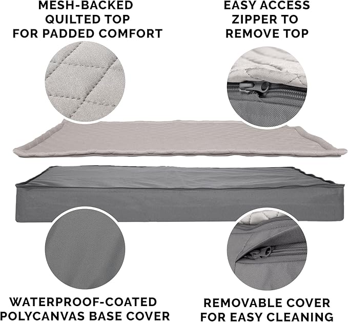 Furhaven Water-Resistant Memory Foam Dog Bed for Large Dogs w/ Removable Quilt Top & Washable Cover, For Dogs Up to 95 lbs - Indoor/Outdoor Quilt Top Convertible Mattress - Gray, Jumbo/XL