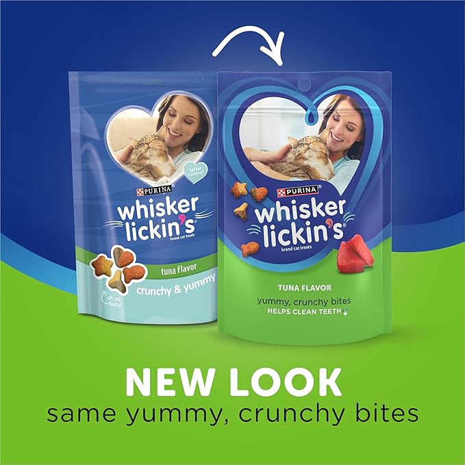 Purina Whisker Lickin's Cat Treats, Crunchy & Yummy Tuna Flavor - (Pack of 4) 10 oz. Pouches