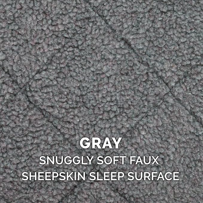 Furhaven Dog Bed for Large/Medium Dogs, 100% Washable, Sized to Fit Crates - Sherpa Fleece Bolster Crate Pad - Gray, Large