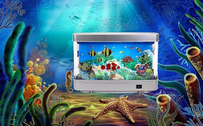 Lightahead Artificial Aquarium: Fascinating Moving Pictures of Fish in Tank Decorative Sensory Aquarium Lamp Virtual Ocean in Motion (Marine Life A)