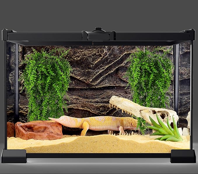 HERCOCCI 3 Pack Reptile Plants, Terrarium Hanging Plants Vines Artificial Leaves Habitat Decorations with Suction Cup for Bearded Dragon Hermit Crab Lizard Snake Geckos Chameleon