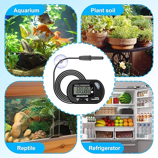 2-Pack Aquarium Thermometer, Fish Tank Thermometer, AikTryee Water Thermometer with 3.3ft Cord Fahrenheit/Celsius(℉/℃) for Vehicle Reptile Terrarium Fish Tank Refrigerator.