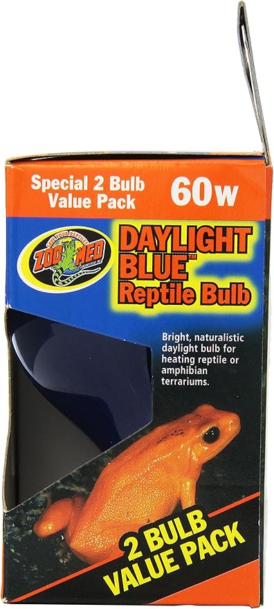 Zoo Med Daylight Blue Reptile Bulb, 60 Watt - 2 Pack